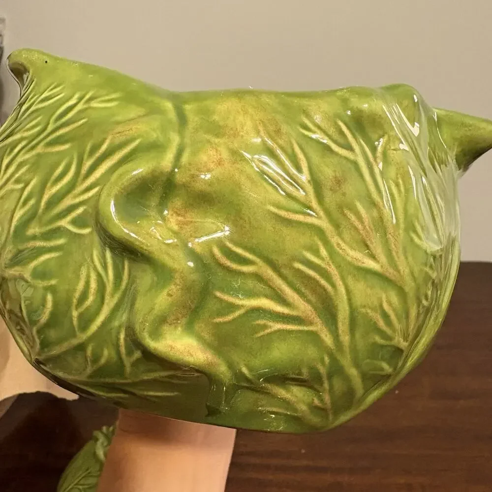 Vintage 1972 Holland Mold Cabbage Tureen with Lid & Underplate – Green Ceramic